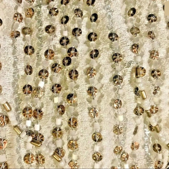 Rodarte Hand Beaded White Gold Sequin Halter vneck - Picture 6 of 8